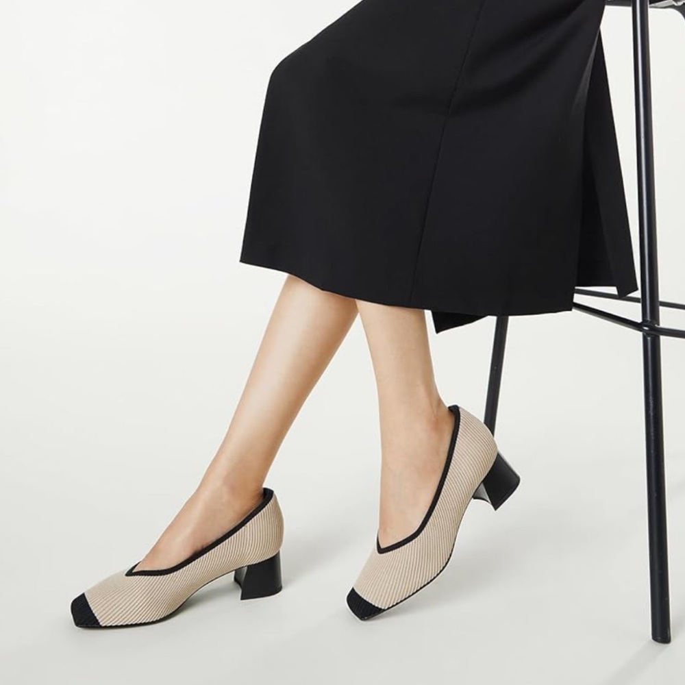 Arromic Women's Pumps, Closed Toe Chunky Heels for Women, Square Toe sz 8.5